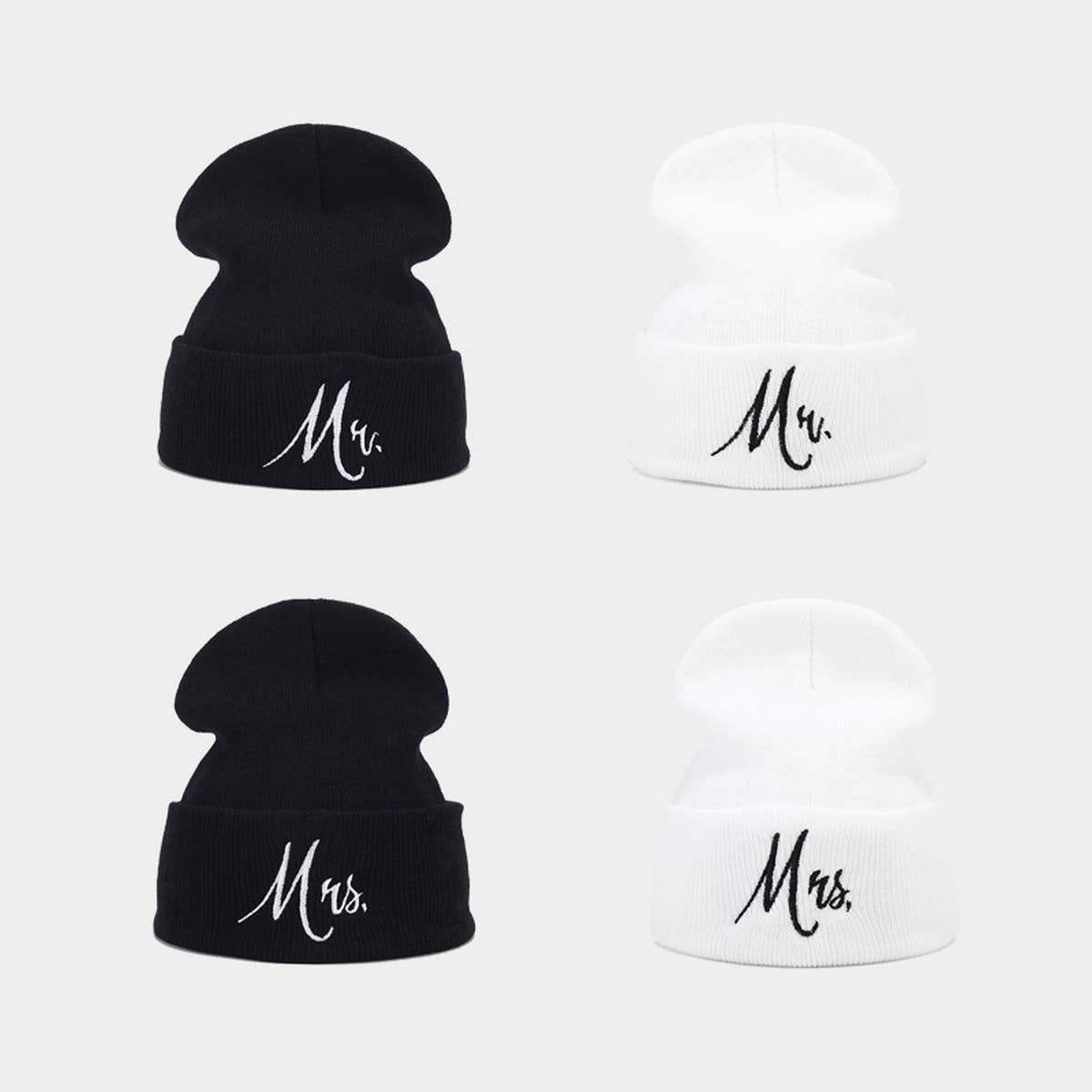MRS MR EMBROIDERED KNITTED HAT FOR MEN AND WOMEN