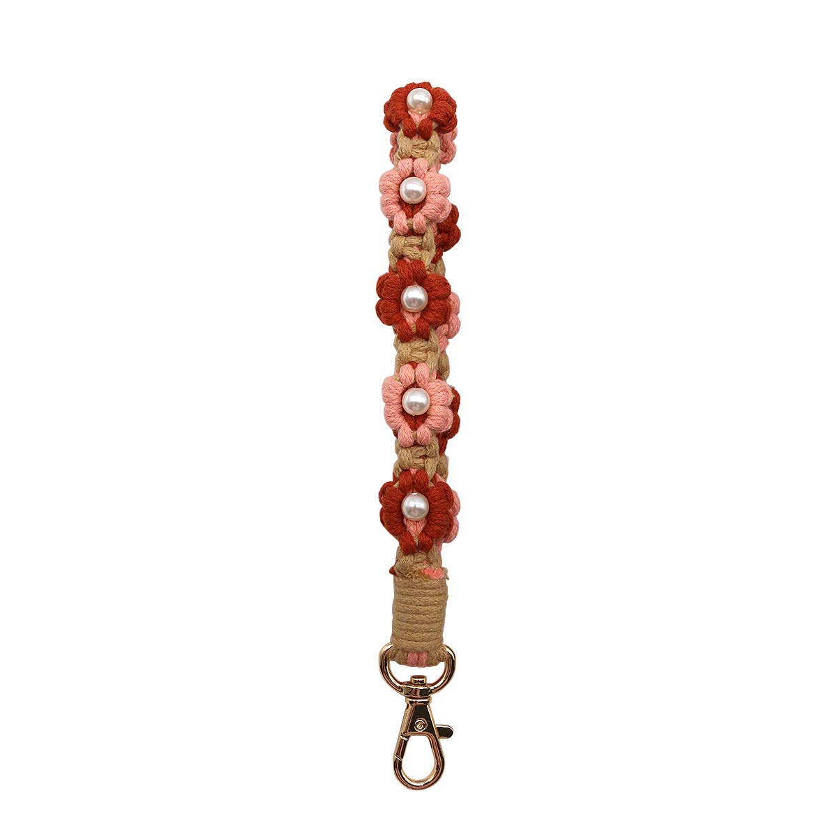 NEW PEARL FLOWER COTTON ROPE KEYCHAIN