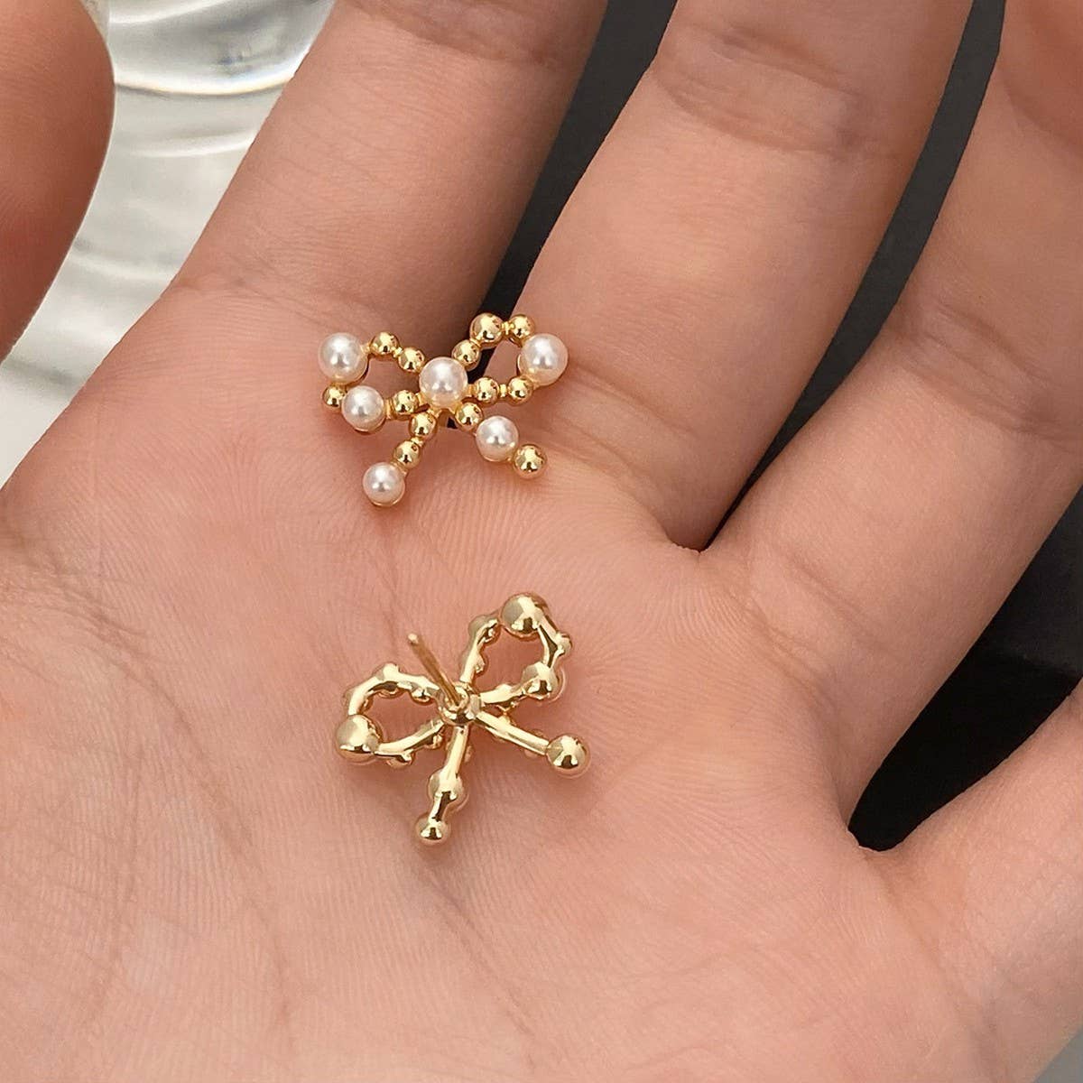 NEW STYLE FASHION EXQUISITE METAL BOW EARRINGS_CWAJE3003