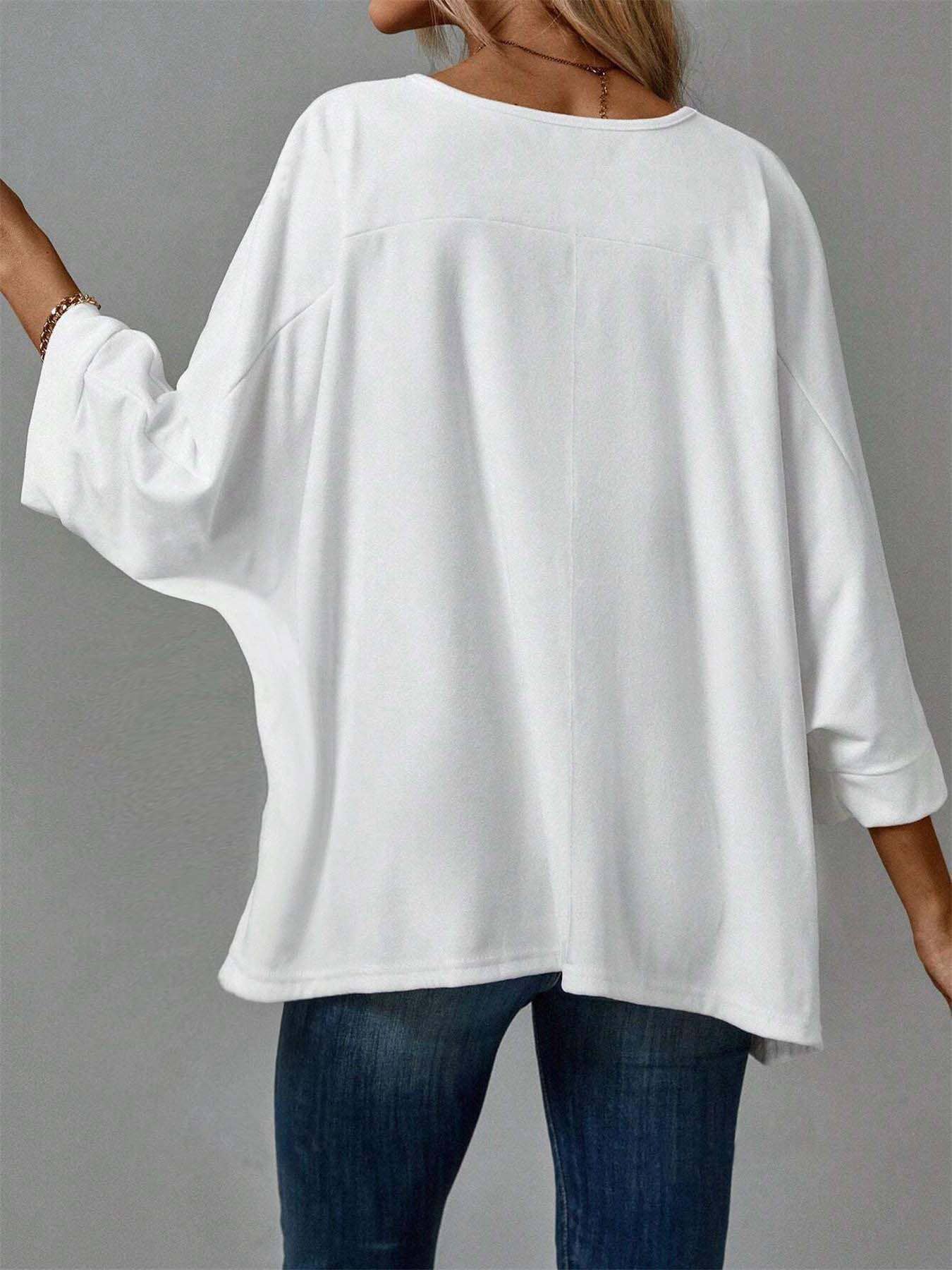 Three-quarter sleeve solid-color T-shirt