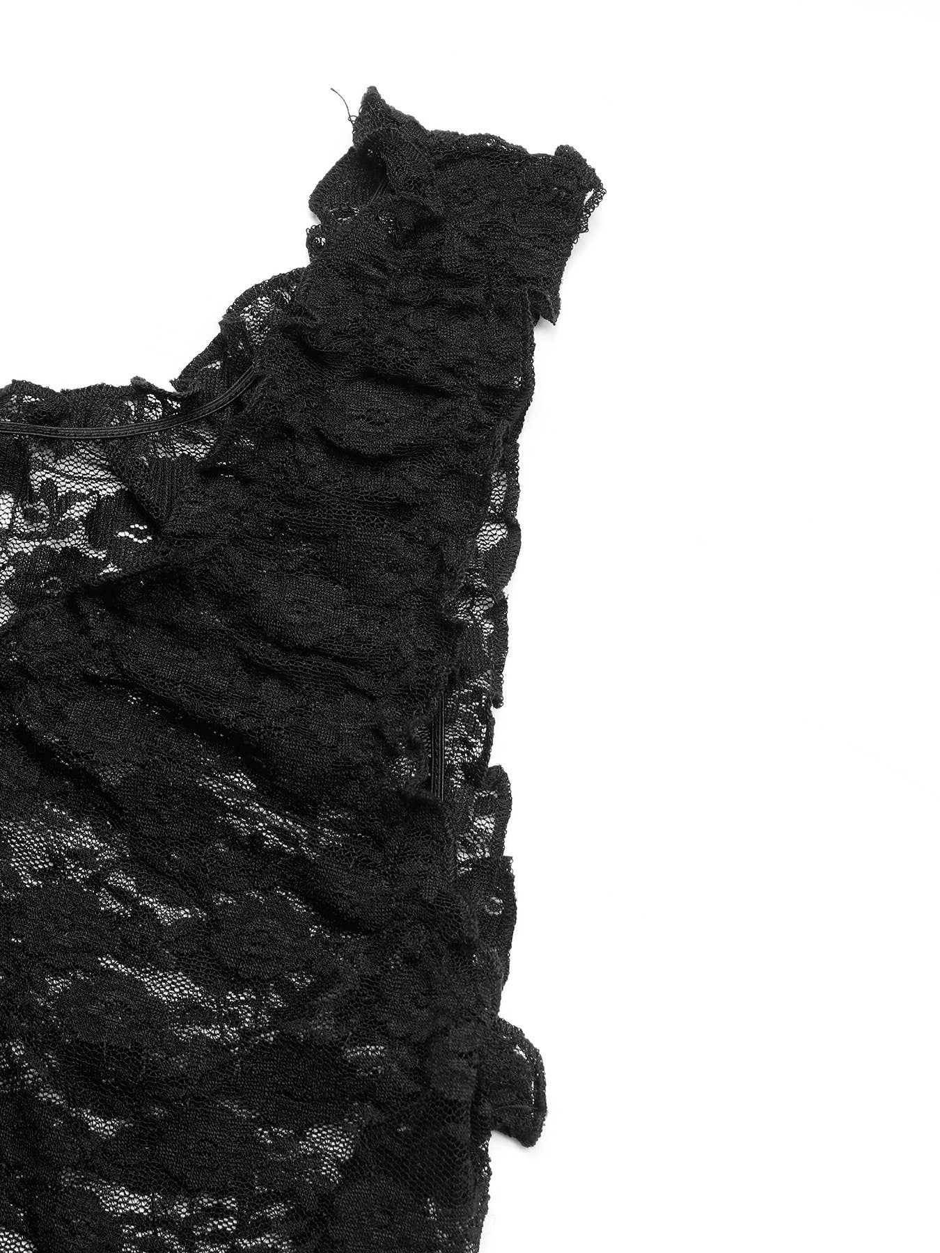 Sheer Lace Slim Fit Crop Tank Top for Y2K Look