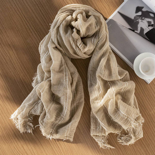 FASHIONABLE SOLID COLOR WARM FRINGED SCARF