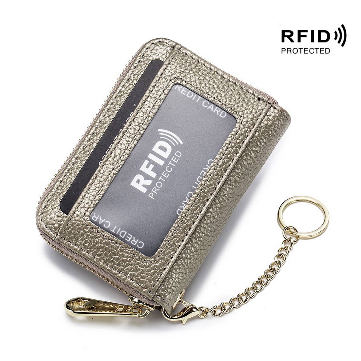 ZIPPER KEY CASE GENUINE LEATHER CARD HOLDER_CWAB3870