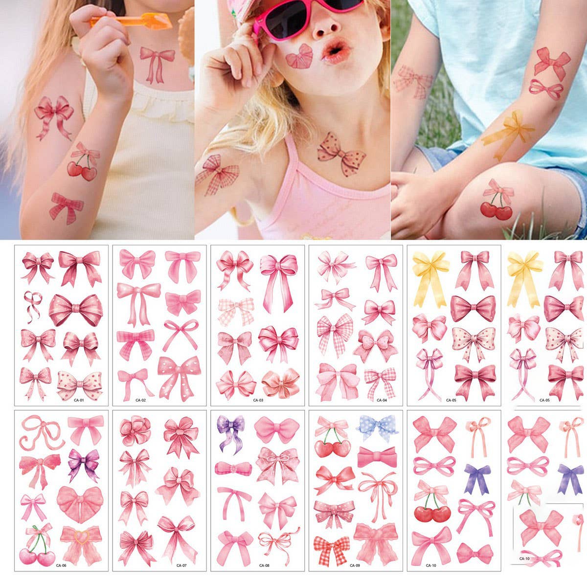 Pink Bow Tattoo Stickers for Kids ??Temporary_CWMM8226