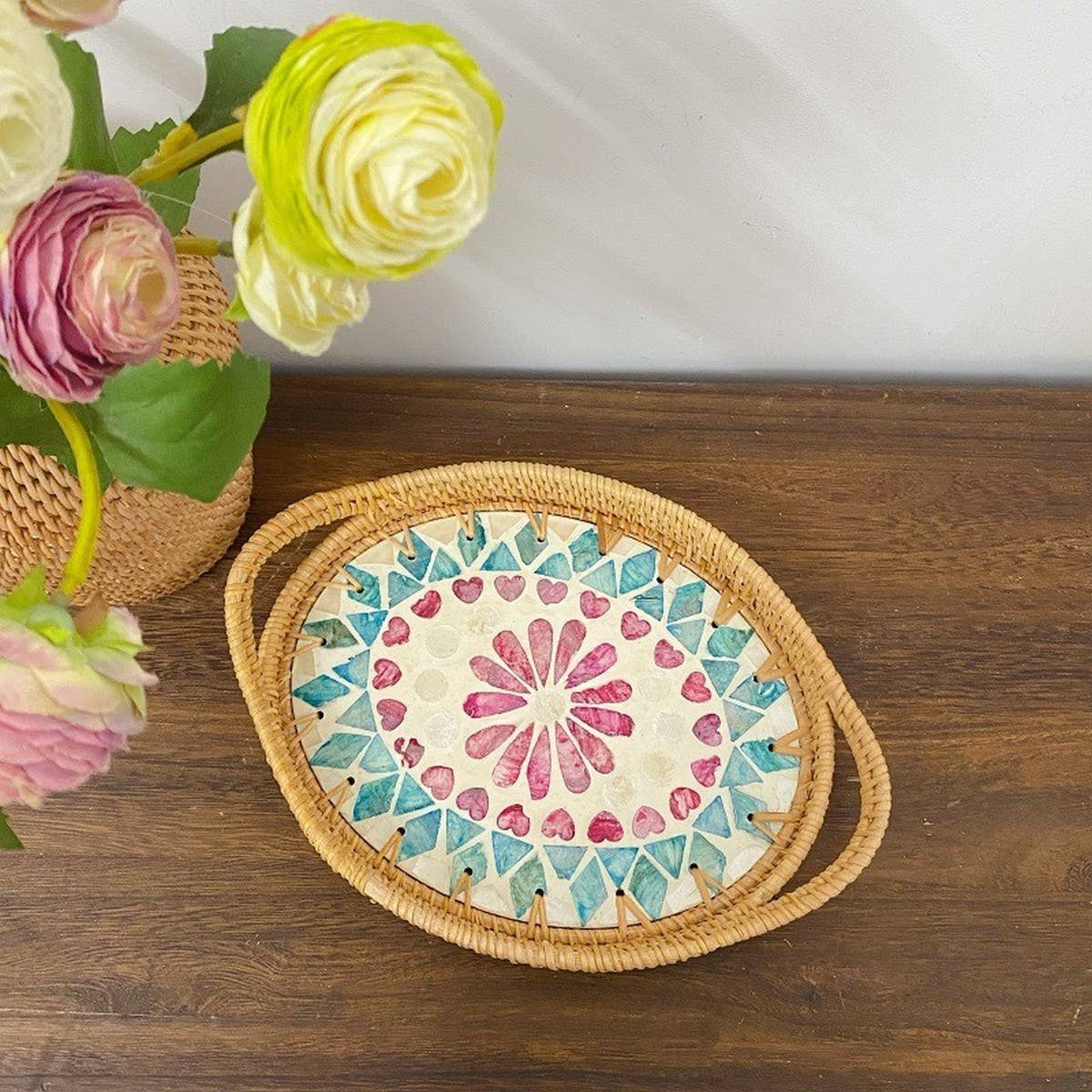 RATTAN DESKTOP LIGHT LUXURY SHELL TRAY STORAGE TRAY_CWMM4538