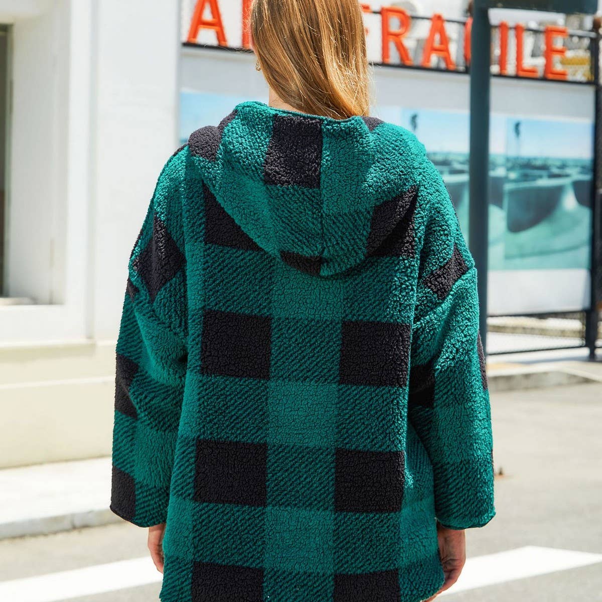 Unbuttoned cardigan double fleece coat