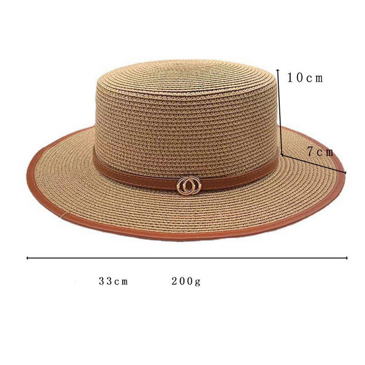 BRITISH STYLE FLAT TOP FASHIONABLE BELT STRAW HAT_CWAH1156