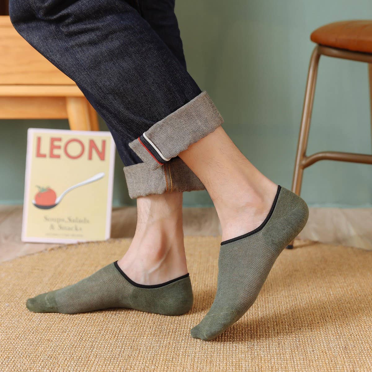 MEN'S SOLID COLOR COTTON ALL-MATCH MESH BOAT SOCKS