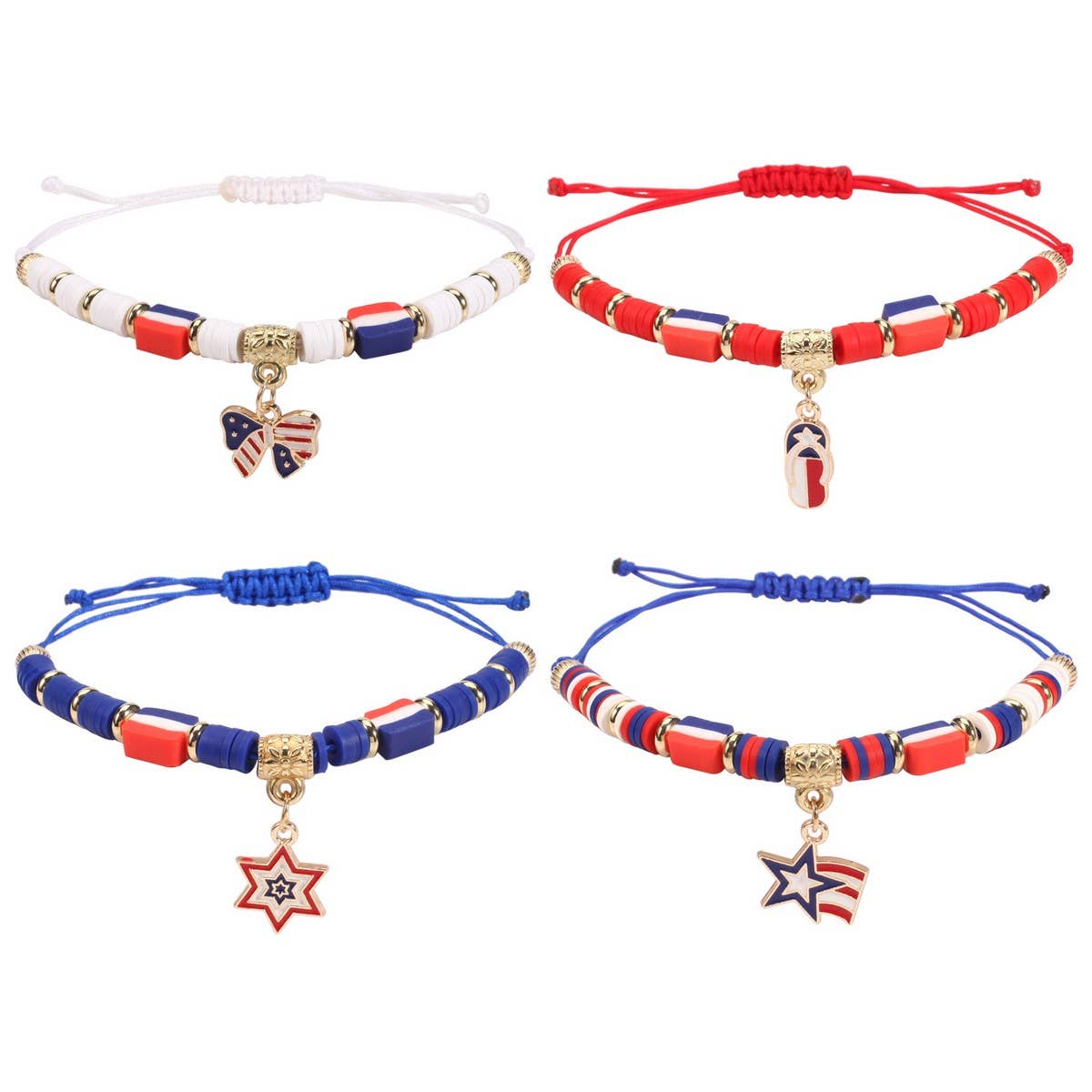 CWAJE05715_PATRIOTIC USA FLAG RED WHITE BLUE WOVEN BRACELET