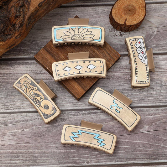 Western Leather Sunflower Poker Hair Claw