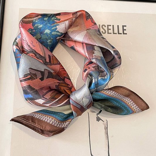 Silk Square Scarf - Spring Oil Painting Print Wrap