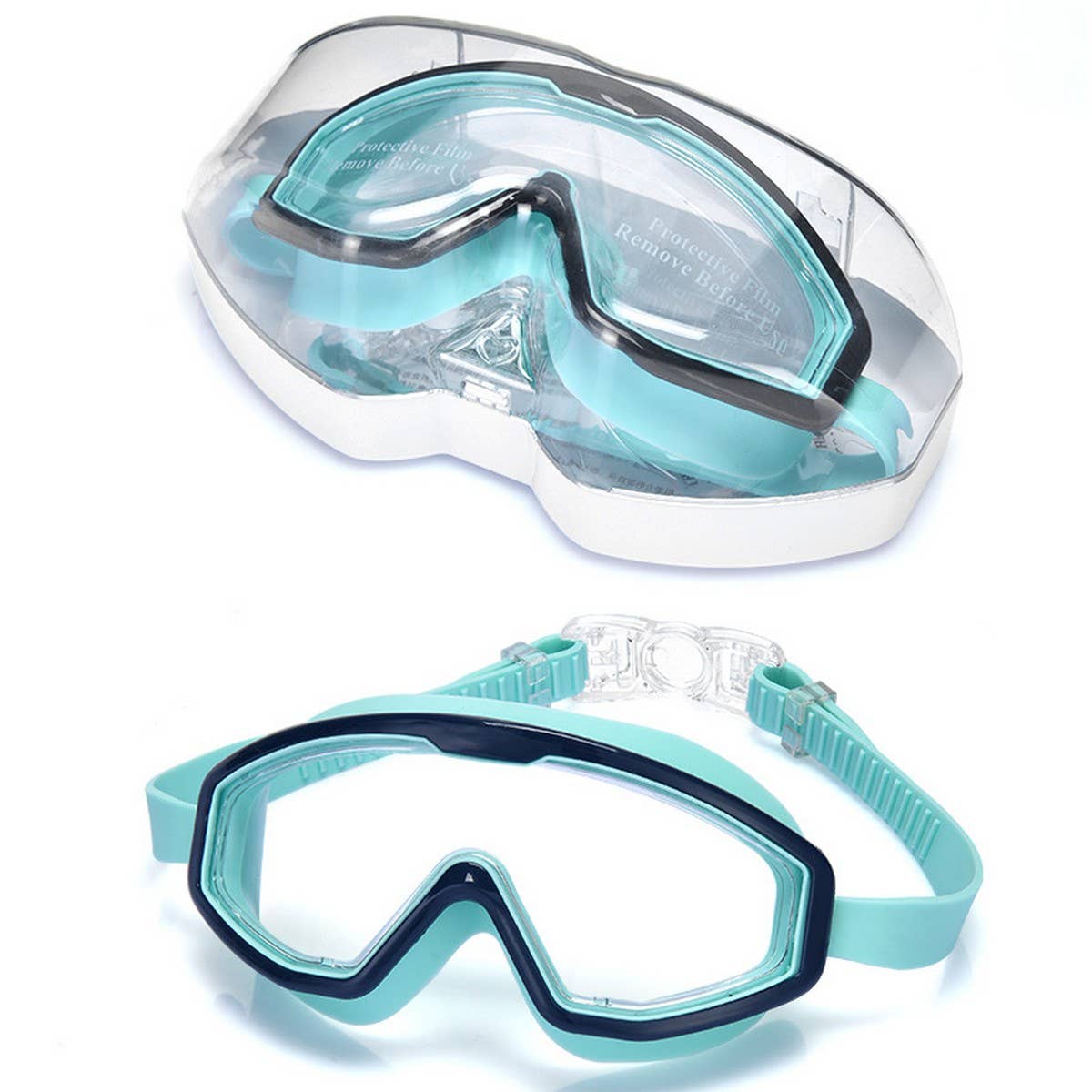 Kids Swim Goggles, Anti-Fog Large Frame Flat Lens