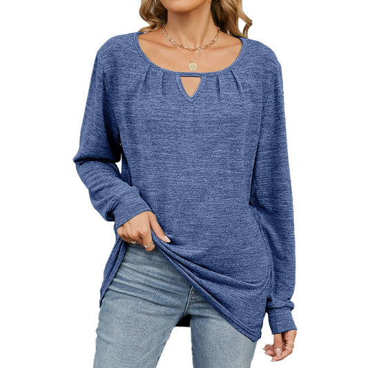 Ruffled fur hollow loose long-sleeved T-shirt