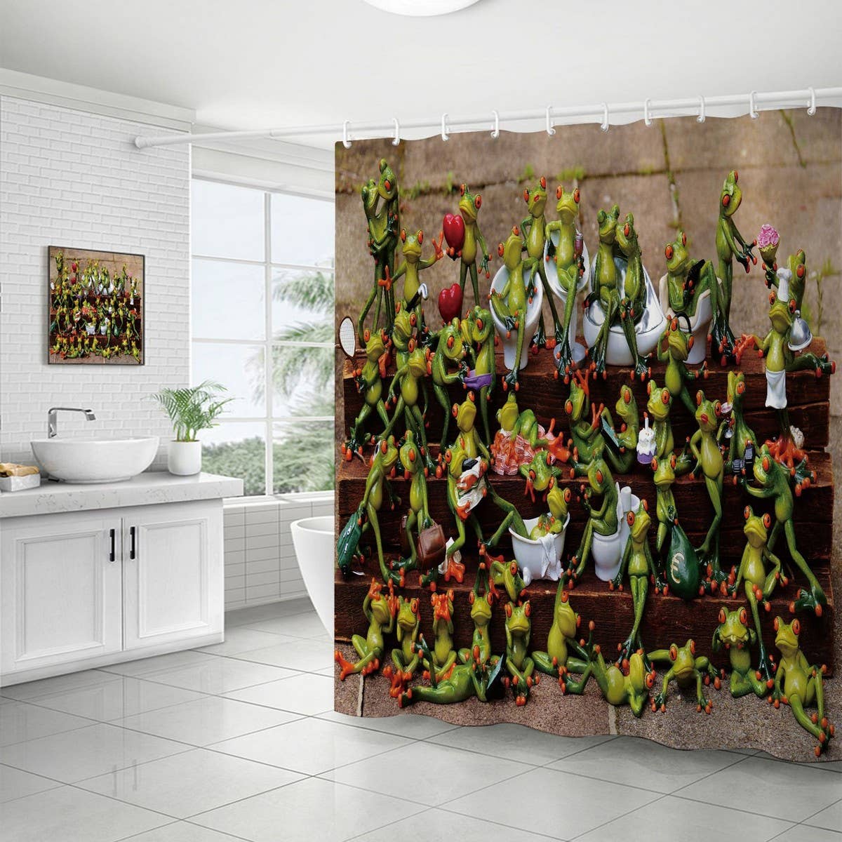 HOT SALE DIGITAL PRINTED FROG SHOWER CURTAIN