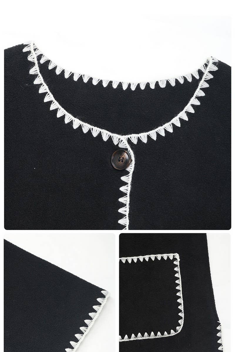 CWOCO0405_ROUND NECK LOOSE COLOR BLOCK POCKET JACKET