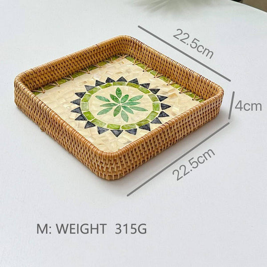 RATTAN COLORFUL SHELL CREATIVE HANDMADE FRUIT PLATE_CWMM4409