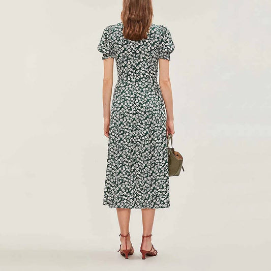 JASMINE DRESS WITH HIGH WAIST AND SQUARE COLLAR