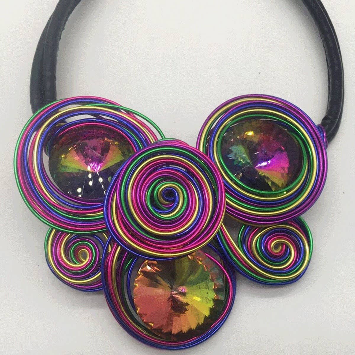 COLORFUL CRYSTAL METAL BRAIDED HANDMADE NECKLACE