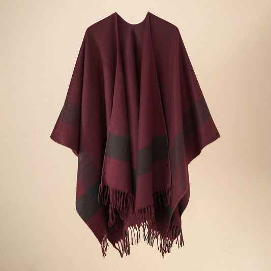 FASHIONABLE WARM STRIPED COLOR MATCHING SHAWL