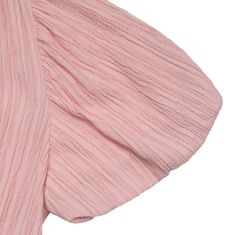 Texture deep V-neck,cinched waist and slit dress