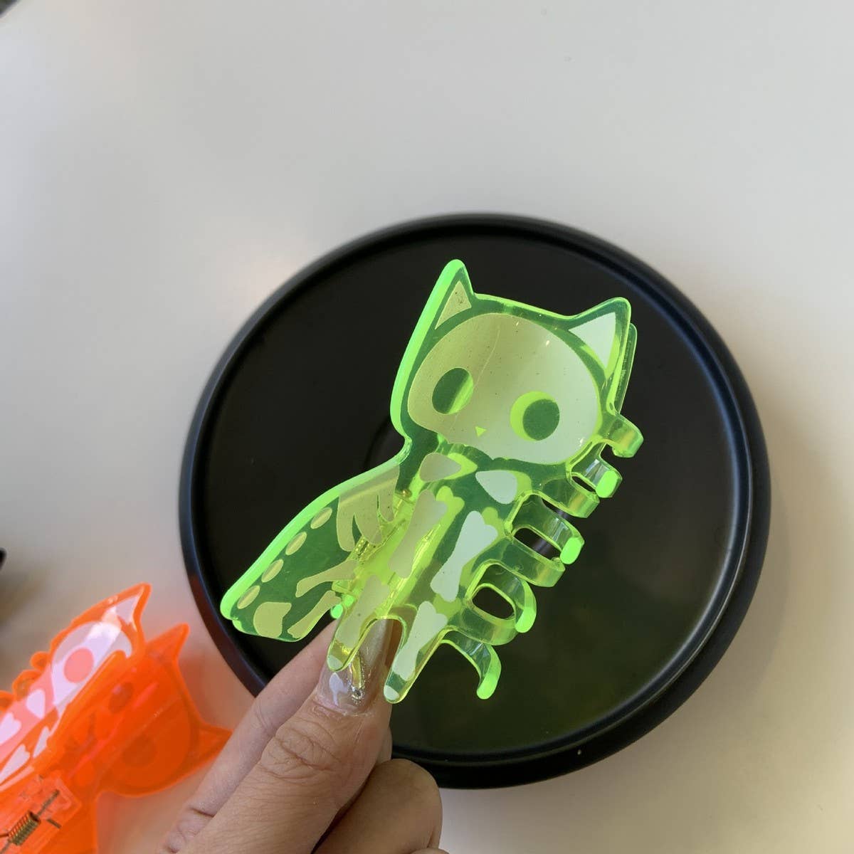 Glow Skull Pumpkin Acetate Hair Claw ? 8.3cm Clip