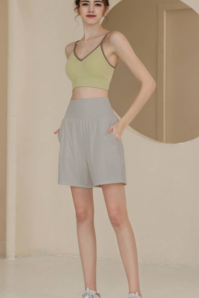 CWBSP0382_SOLID COLOR LOOSE YOGA SPORTS SHORTS