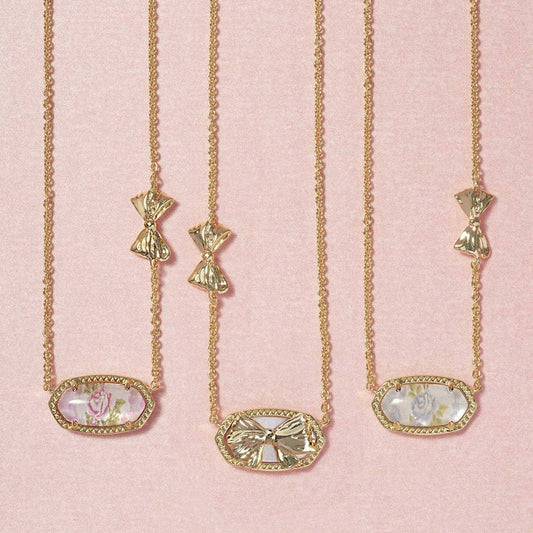 NEW RETRO GOLD BOW FLOWER NECKLACE FOR WOMEN