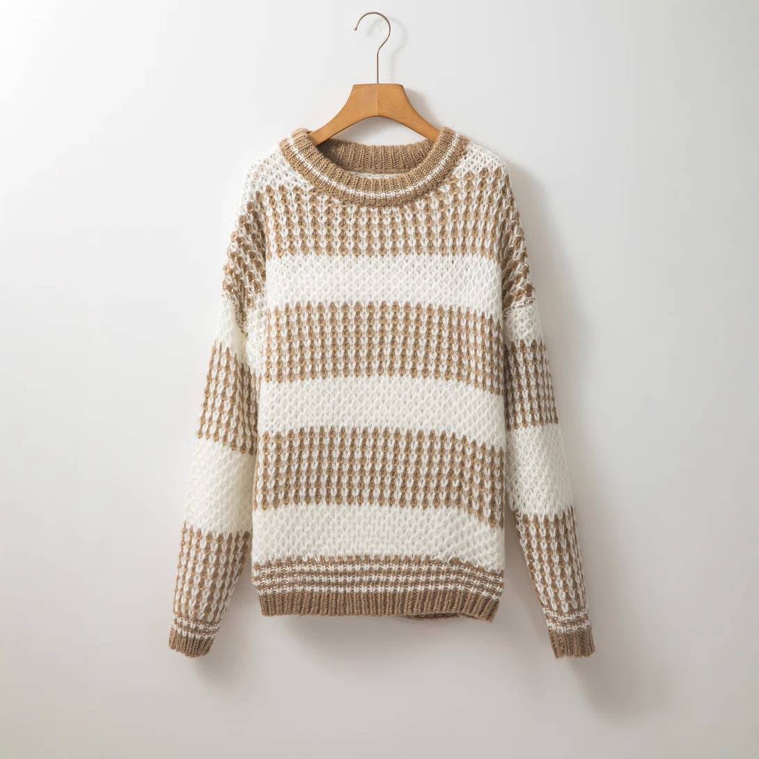 SIMPLE FASHION COLOR MATCHING PRINTED SWEATER