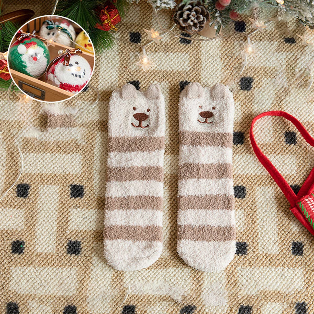 SANTA CLAUS FUZZY CHRISTMAS SOCKS GIFTS FOR WOMEN