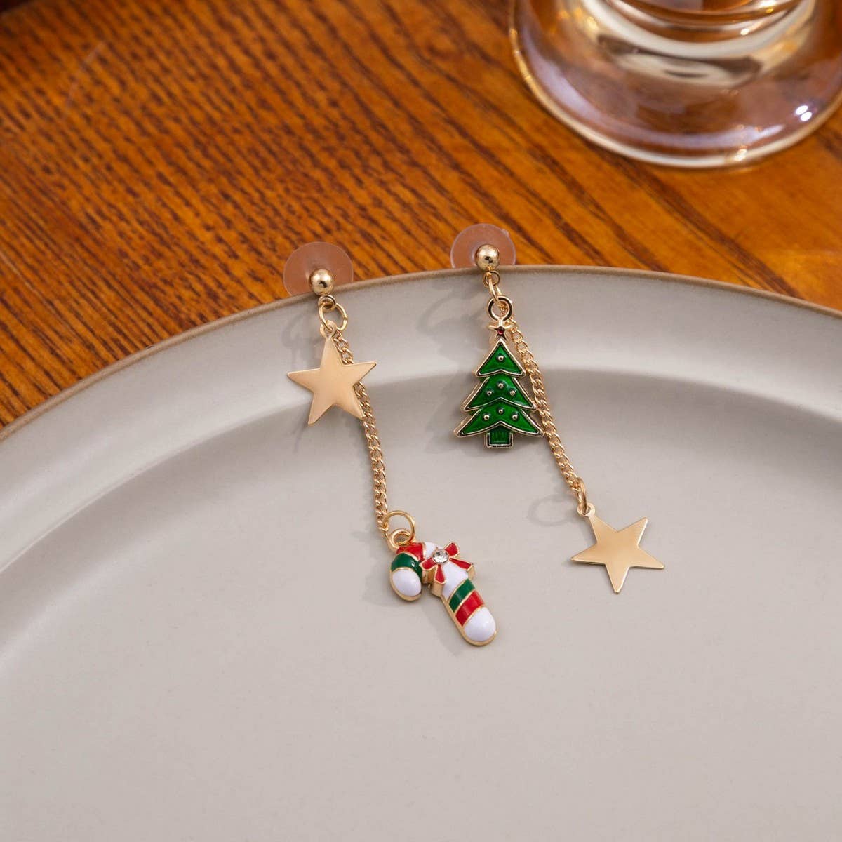 ASYMMETRIC CREATIVE CHRISTMAS EARRINGS_CWAJE1834