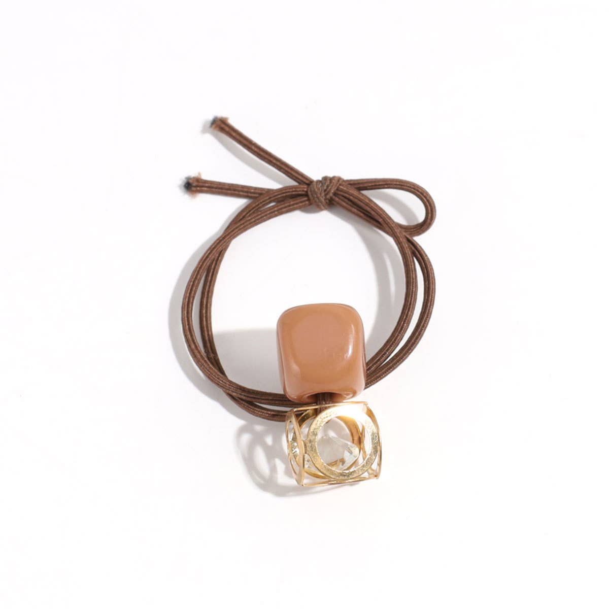 DOUBLE-LAYER HOLLOW SQUARE RHINESTONE HAIR ROPE