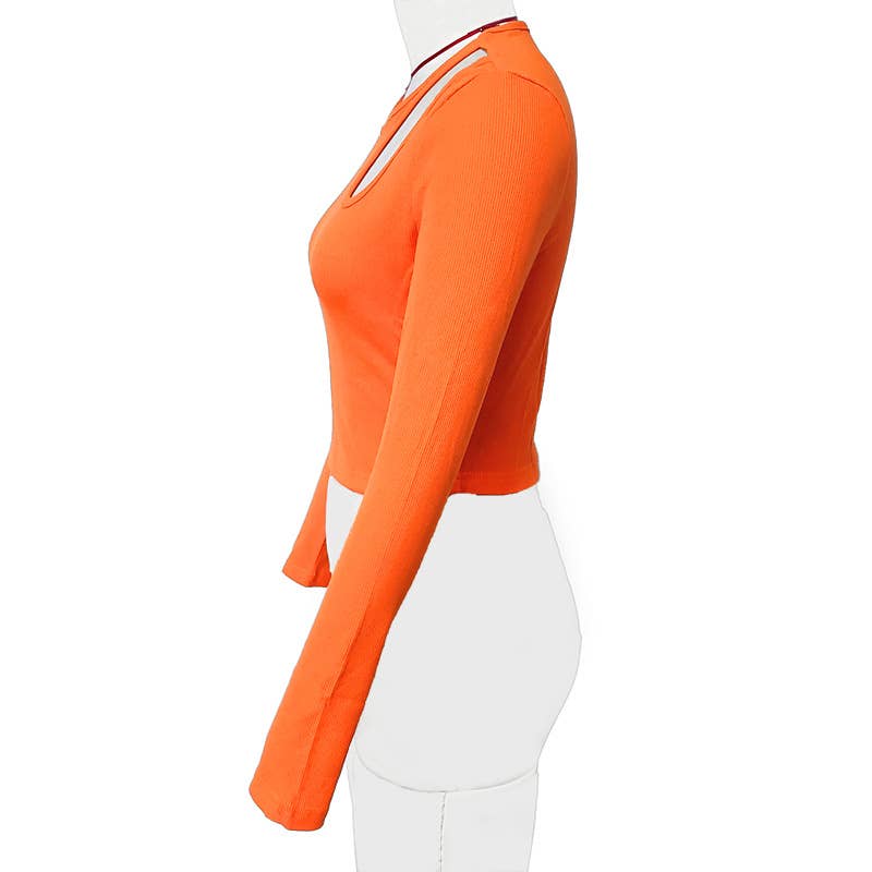 SLIM OFF-THE-SHOULDER  IRREGULAR LONG-SLEEVED TOP