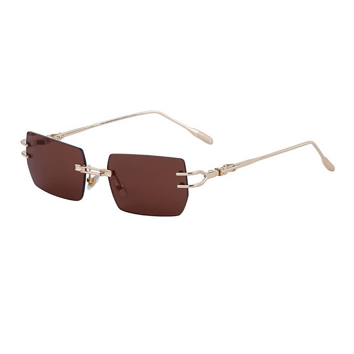 RIMLESS CUT SQUARE FRAME SUNGLASSES