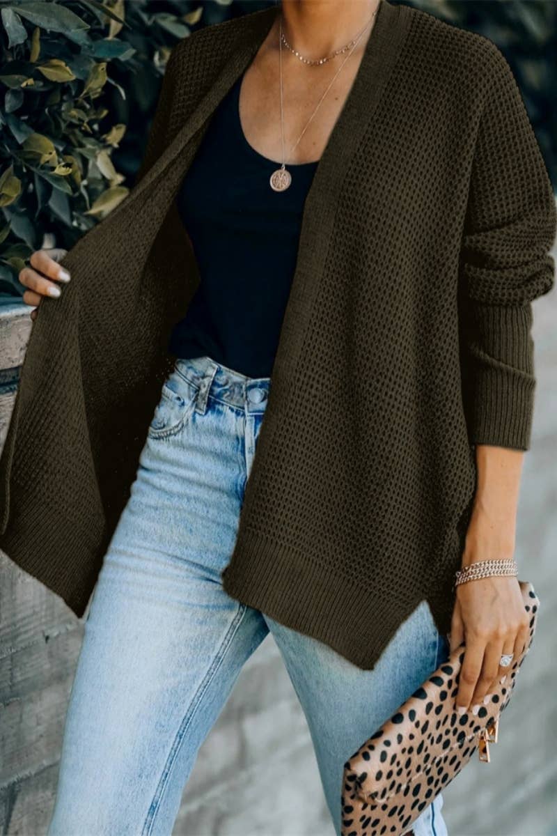 CWOCAL372 Oversized Open Front Casual Cardigan Sweater