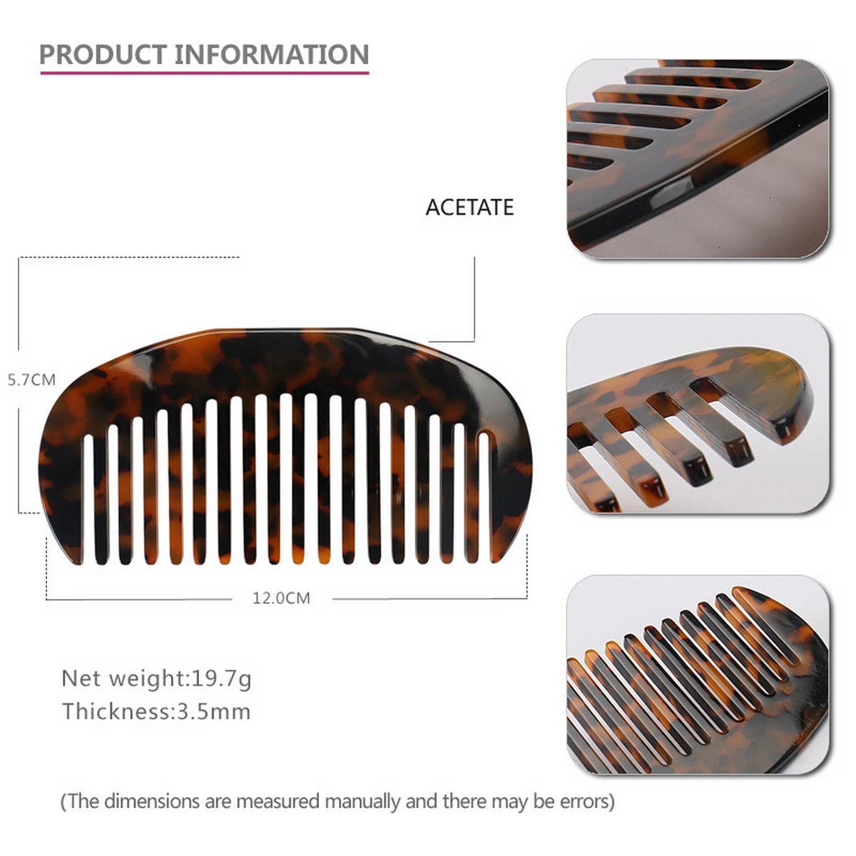 ACETATE 4MM PLATE HAIR COMB ANTI-STATIC COMB_CWAHA4181
