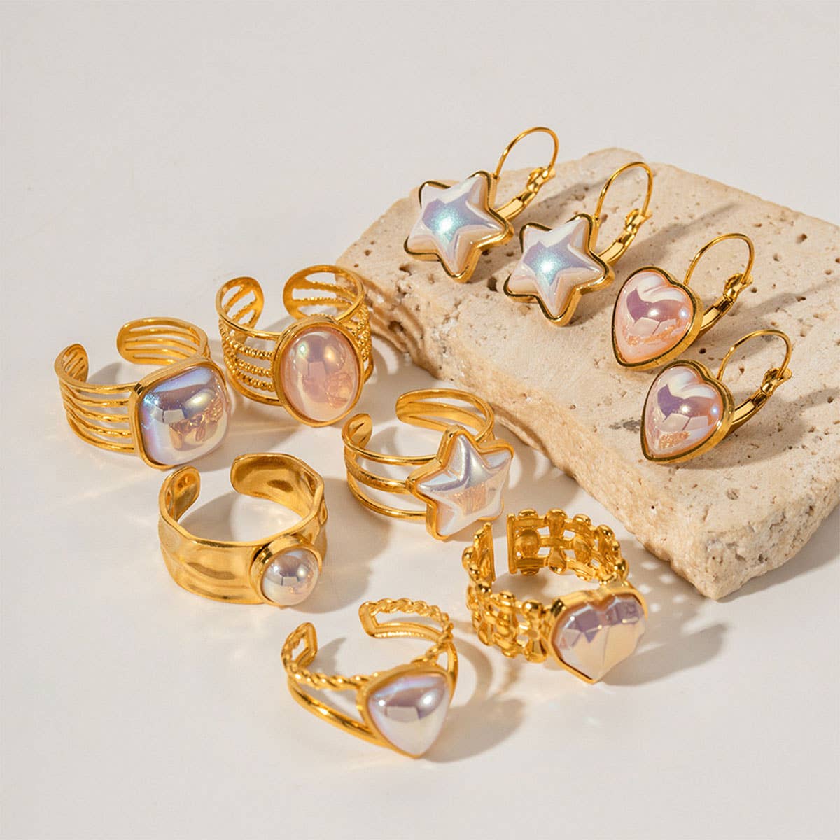 STAINLESS STEEL MAGIC PEARL RINGS，EARRINGS_CWAJE0624