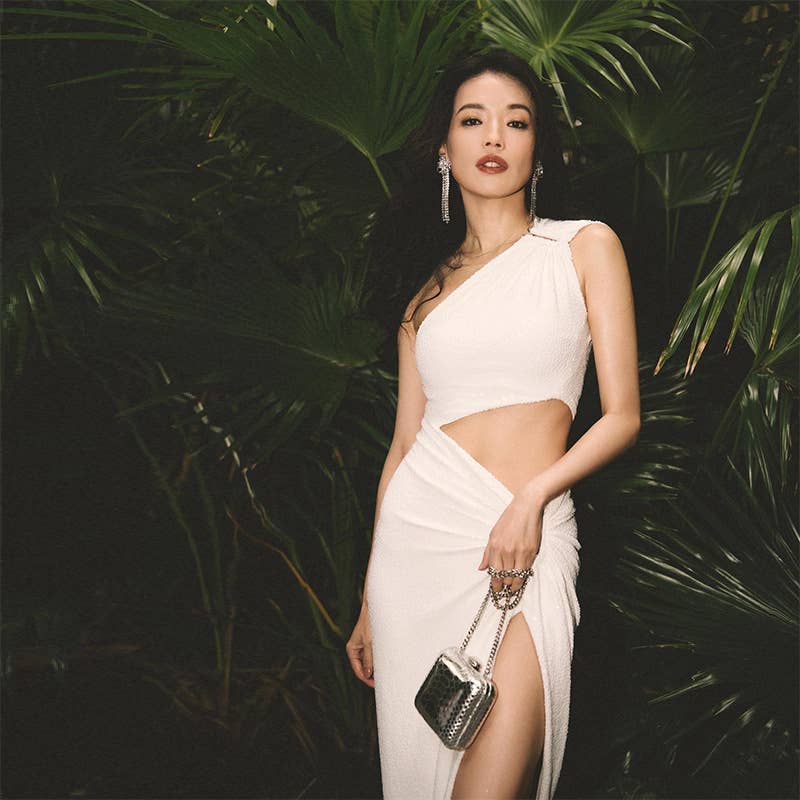 Asymmetrical Cutout Slit Bodycon Dress