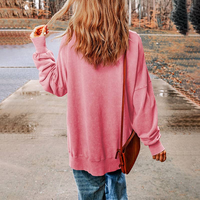 SOLID COLOR LOOSE PULLOVER FASHION SIMPLE HOODIE