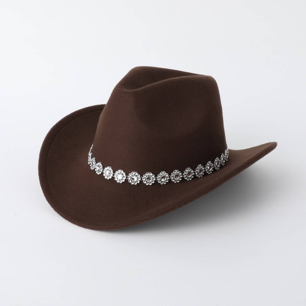 Sequin Spiral Brim Western Felt Fedora Hat_CWAH3634