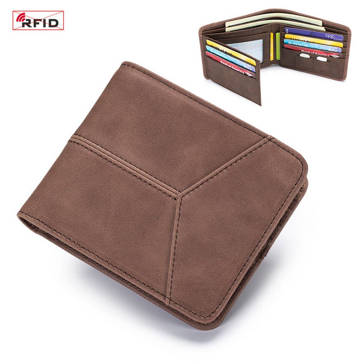 ANTI-THEFT BRUSHED COWHIDE SHORT LEATHER WALLET_CWAB3788