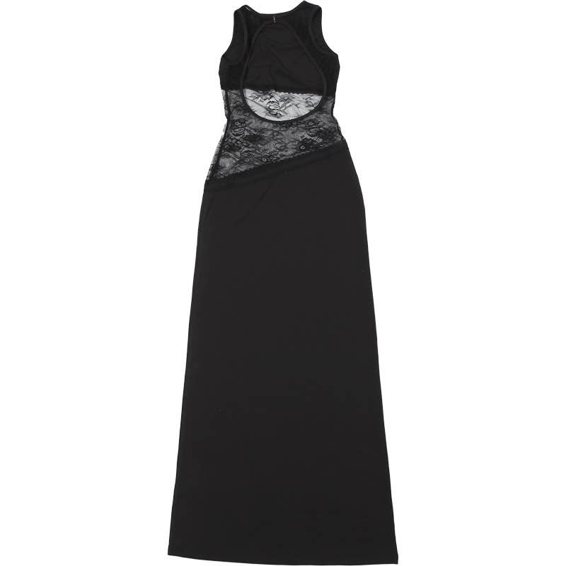 SEXY SLIM PATCHWORK LACE BACKLESS DRESS