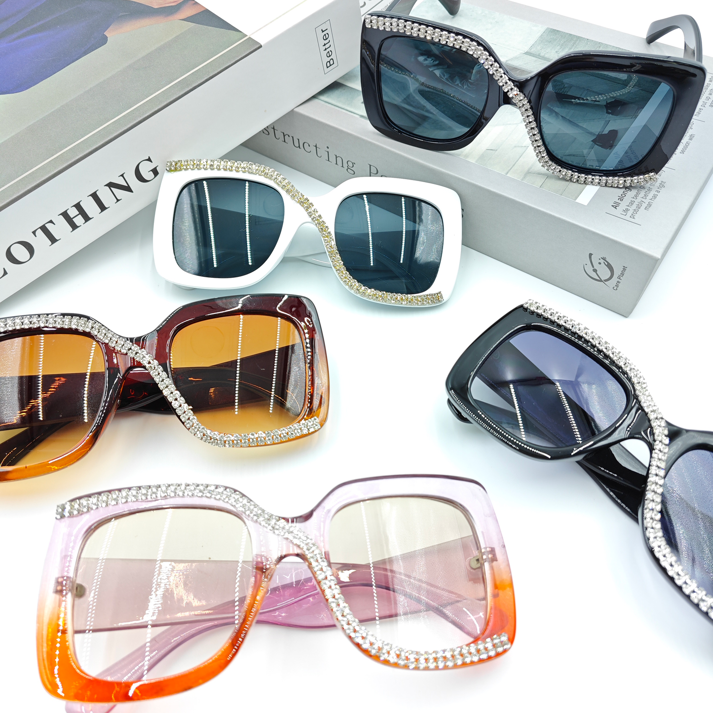 S SHAPED DIAMOND SUNGLASSES