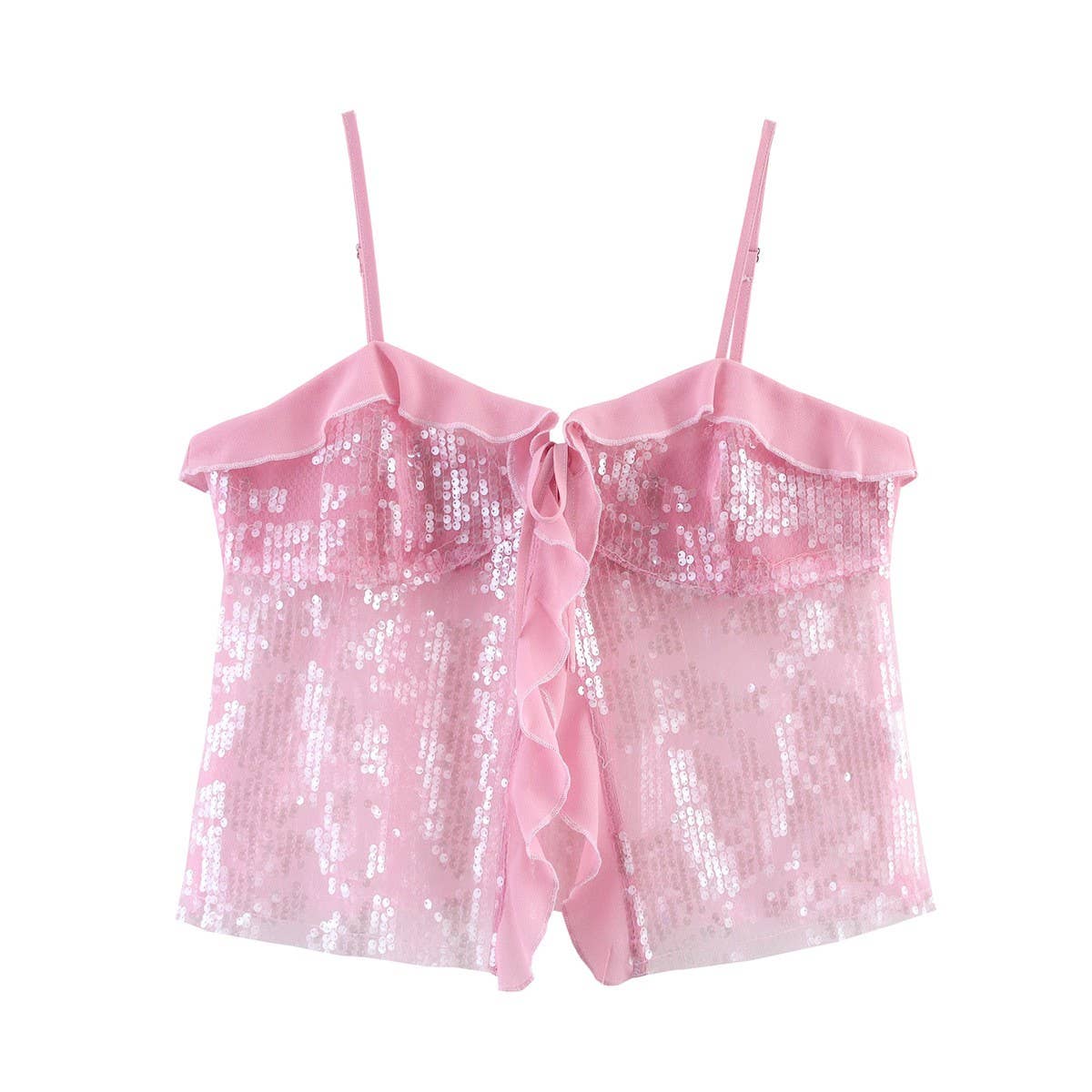 Sequin Sleeveless Crop Cami Top for Women