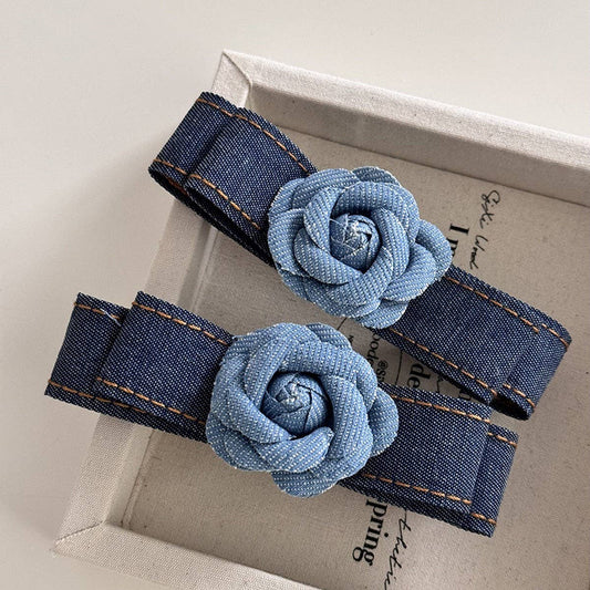 NEW RETRO DENIM CAMELLIA HAIRPIN FOR WOMEN