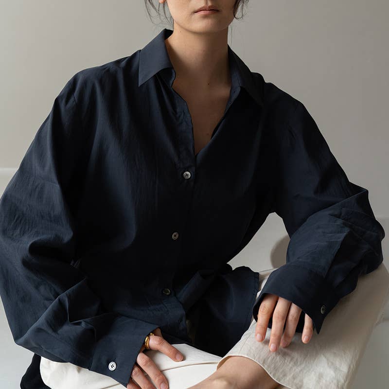 Elegant long-sleeved tencel ice cotton shirt