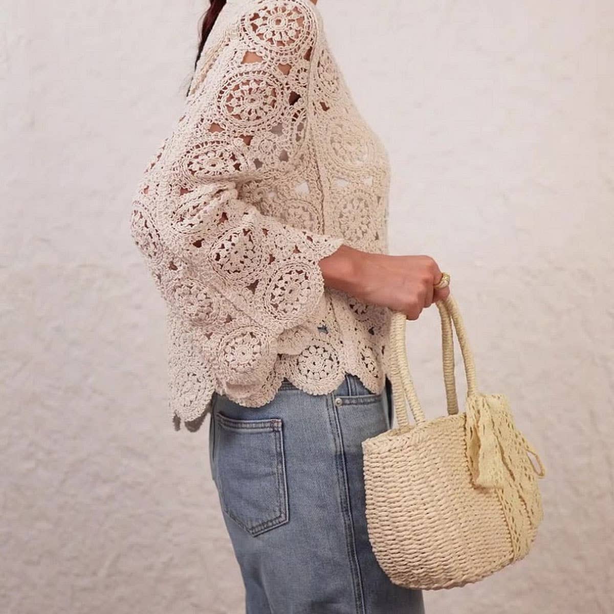 SOLID COLOR CASUAL PAPER ROPE HAND-WOVEN BAG_CWAB4704