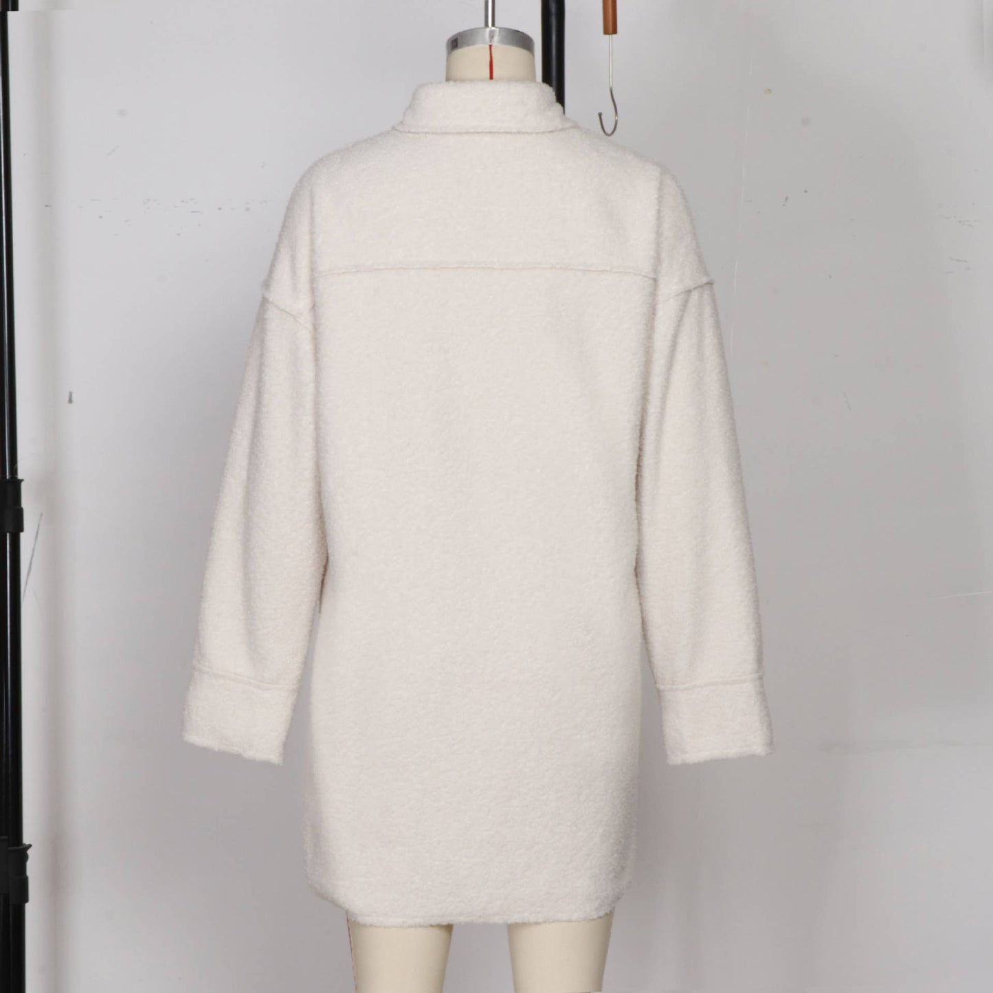Lambskin warm long-sleeved loose button coat
