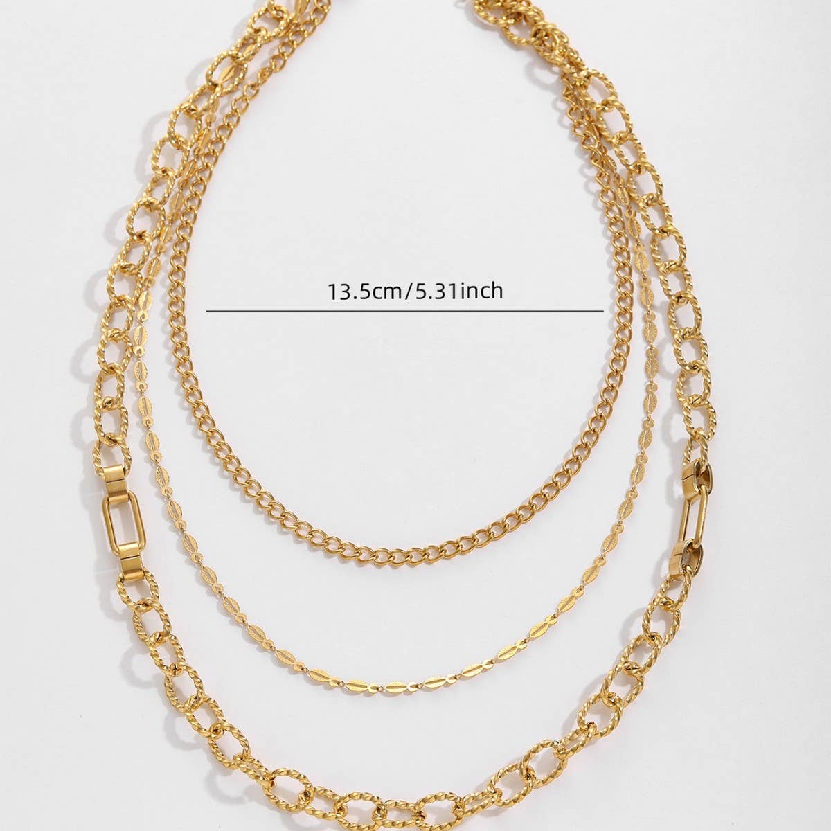 LAYERED STAINLESS STEEL 18K GOLD-PLATED NECKLACE