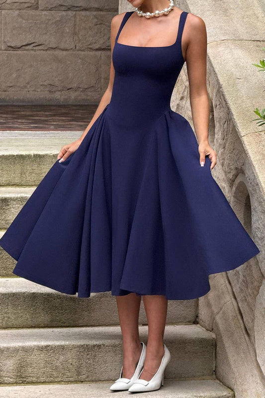 CWDHL0878_SUMMER FRENCH STYLE ELEGANT SUSPENDER DRESS