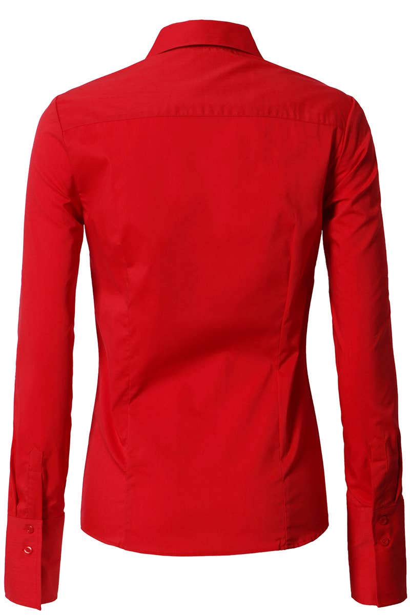 LADIES CASUAL LONG SLEEVE BUTTON UP SHIRT_CWTDSL027